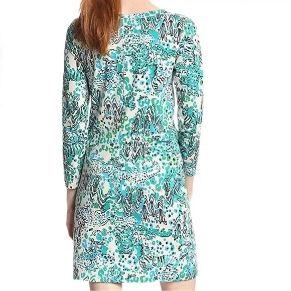 Lilly Pulitzer Teal Aqua Cream Corine Dress Sea Oat Everglades - Picture 12 of 14